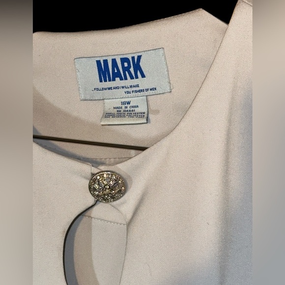 Mark Skirt Suit. Sky Blue scalloped trim jacket and skirt - Plus Size 18 - Picture 2 of 9